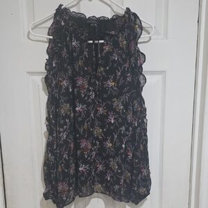 1. State Black Floral Ruffle-Trim Sleeveless Camisole